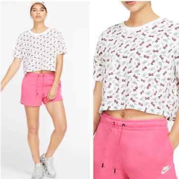 Nike Cropped Stunner Logo and Sunglasses Cotton Tee Size Xl - Picture 2 of 10